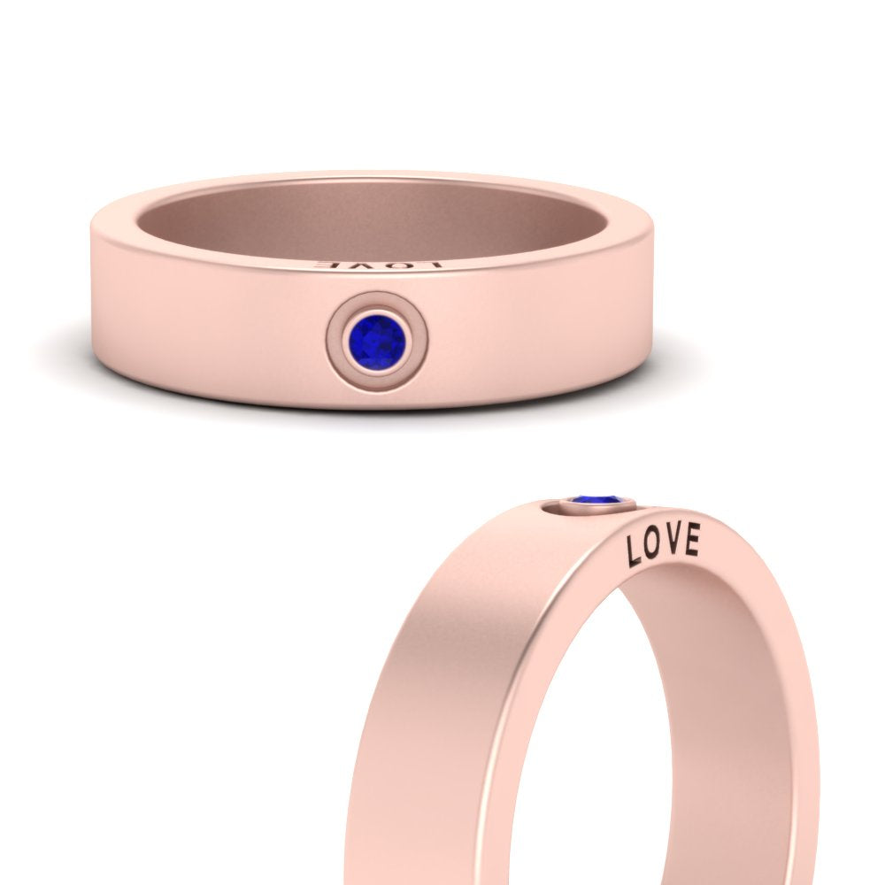 Flat Single Stone Mens Band Engraved Fascinating Diamonds