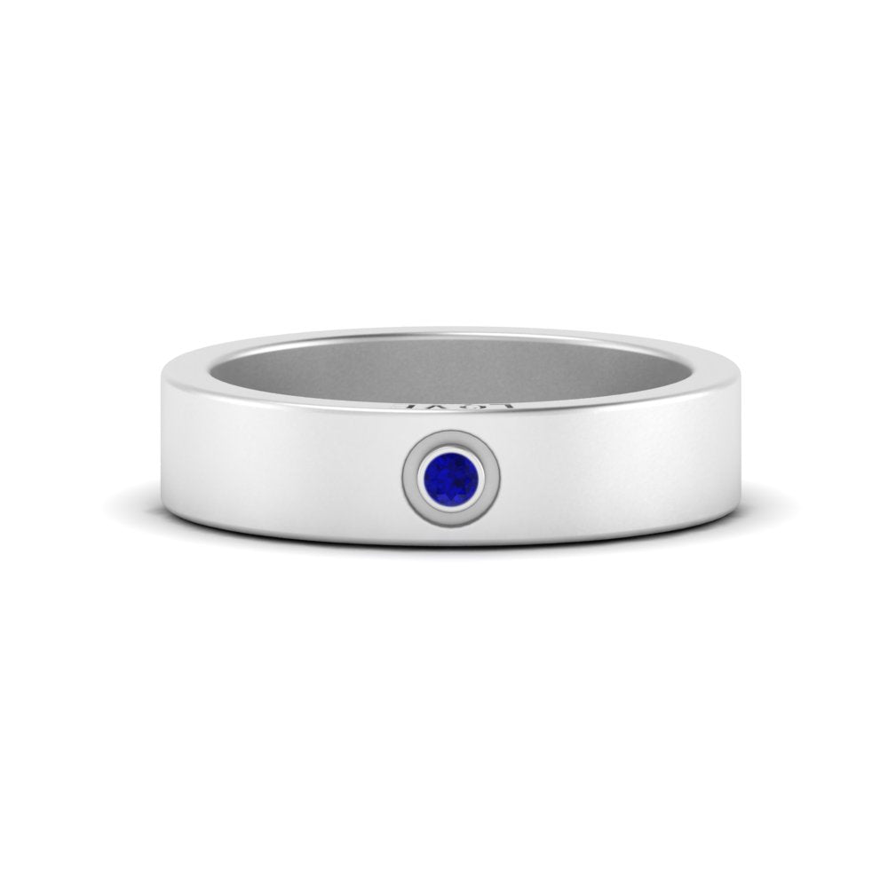 Flat Single Stone Mens Band Engraved Fascinating Diamonds