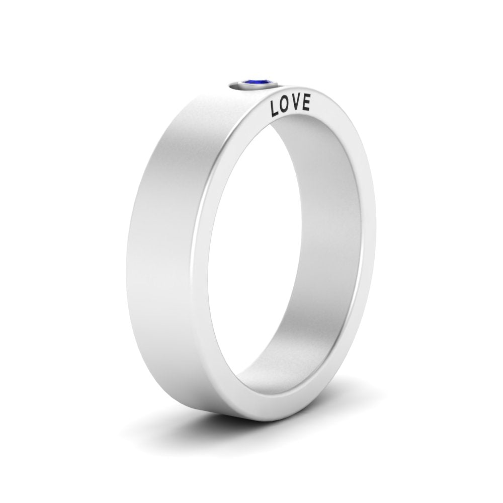 Flat Single Stone Mens Band Engraved Fascinating Diamonds