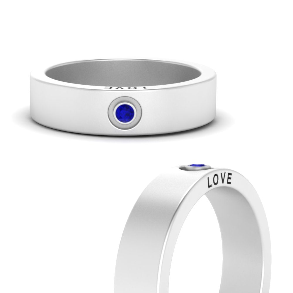 Flat Single Stone Mens Band Engraved Fascinating Diamonds