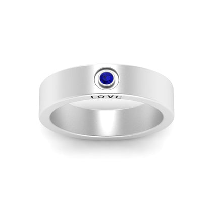 Flat Single Stone Mens Band Engraved Fascinating Diamonds