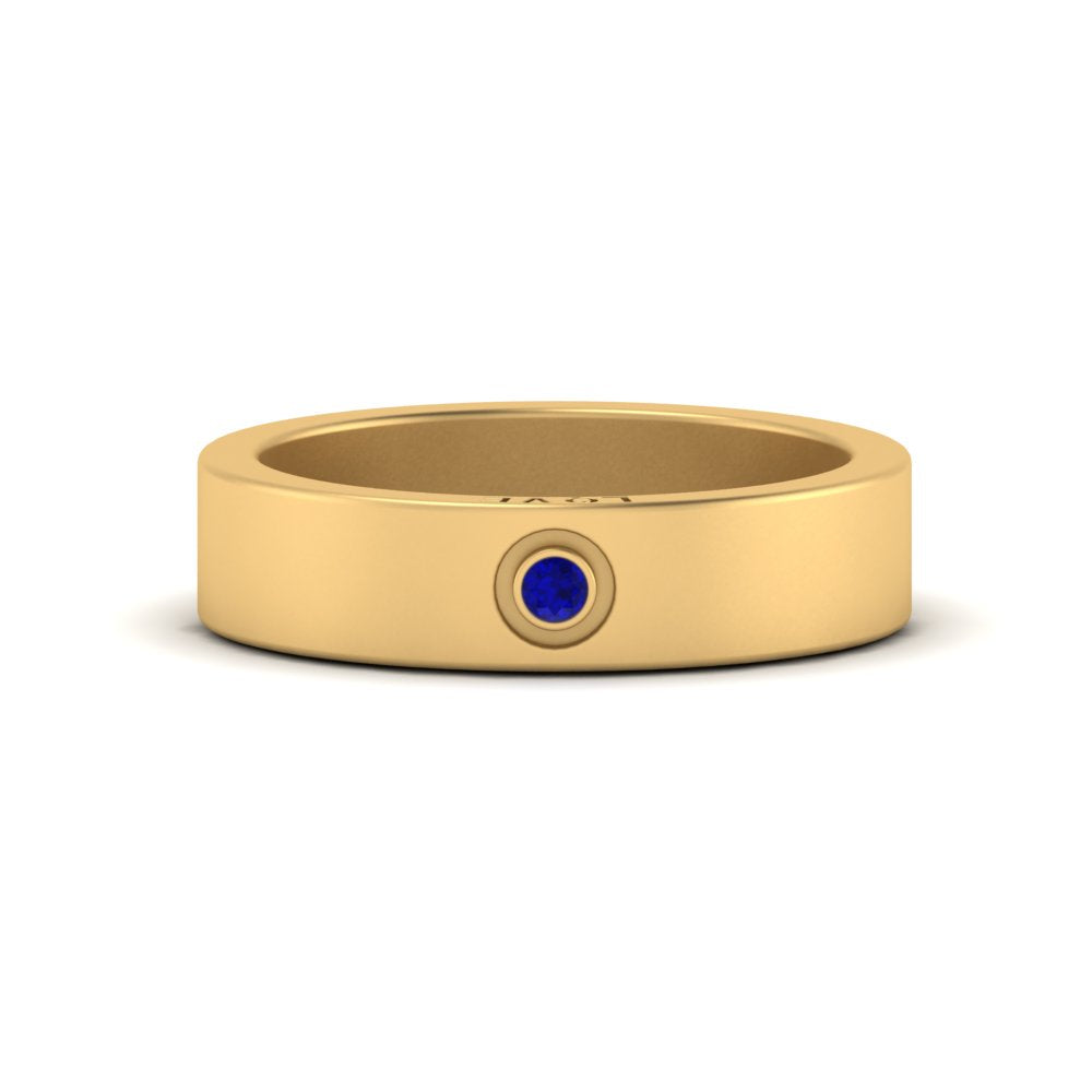 Flat Single Stone Mens Band Engraved Fascinating Diamonds