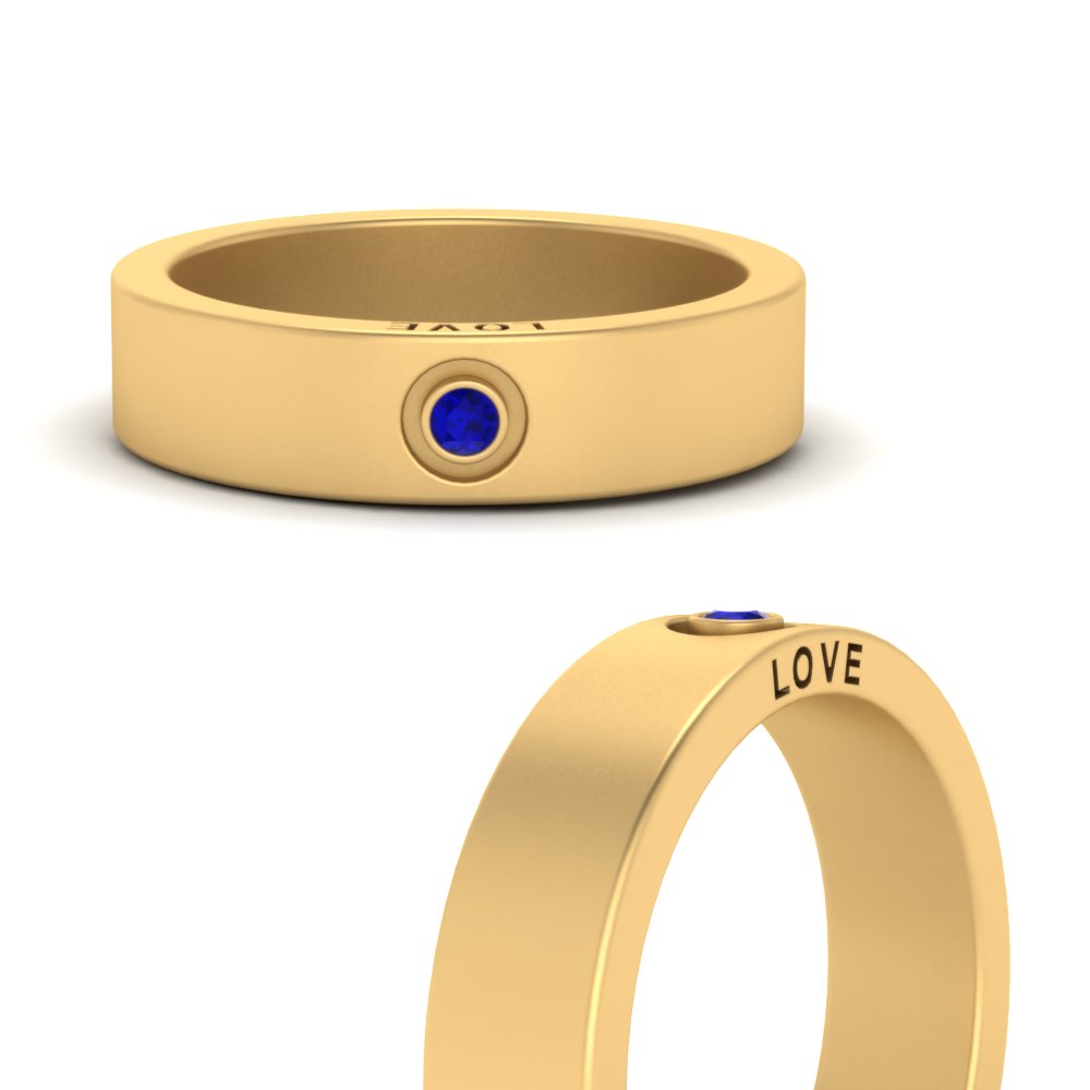Flat Single Stone Mens Band Engraved Fascinating Diamonds
