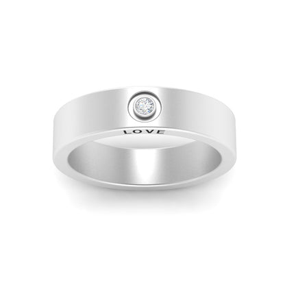 Flat Single Stone Mens Band Engraved Fascinating Diamonds