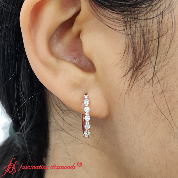 Floating Bezel Diamond Huggie Earring Fascinating Diamonds