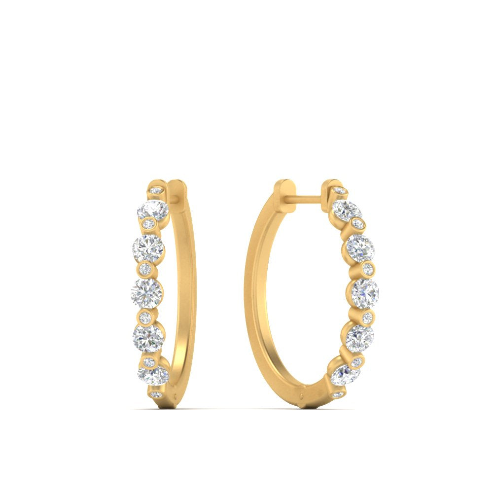 Floating Bezel Diamond Huggie Earring Fascinating Diamonds