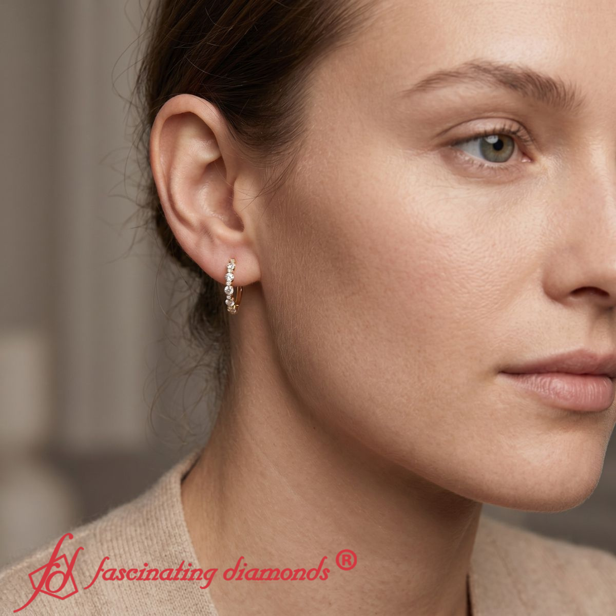 Floating Bezel Diamond Huggie Earring Fascinating Diamonds