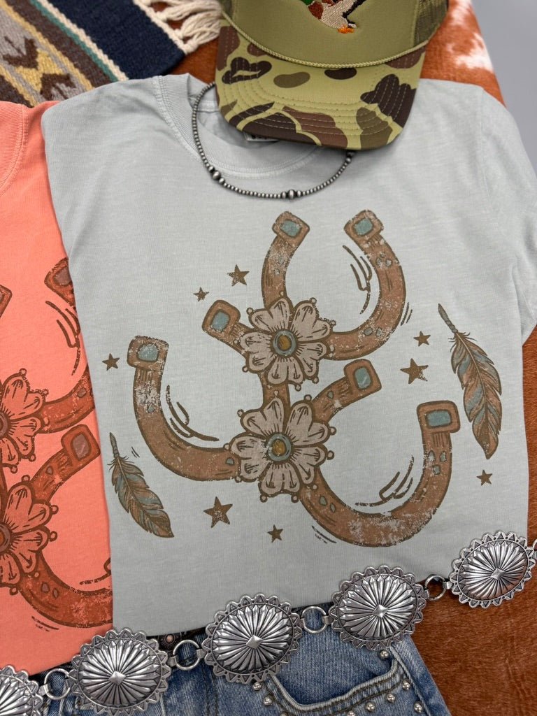 Floral Horseshoe Graphic Tee - Bay Wild Junkie