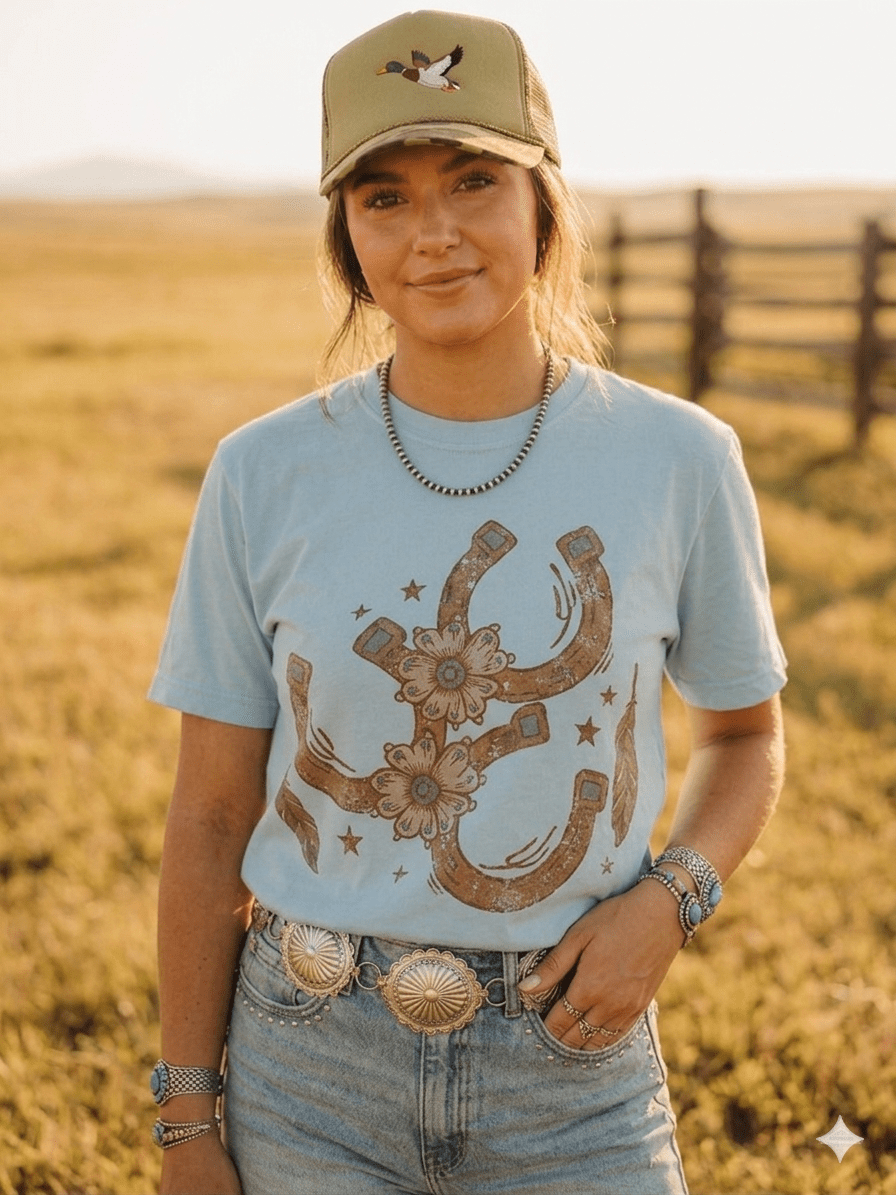 Floral Horseshoe Graphic Tee - Bay Wild Junkie
