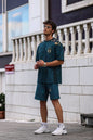 Floral Print Italy Logo Oversized T-shirt and Shorts Set Withinblack