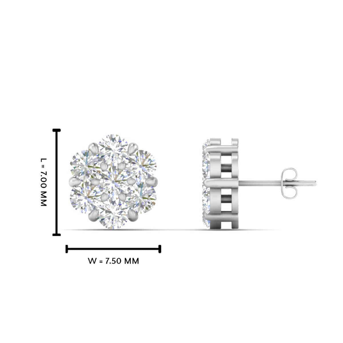 0.75 Carat 7 Stone Flower Diamond Earring Fascinating Diamonds