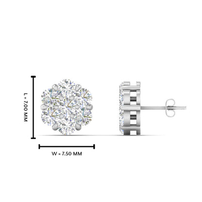 0.75 Carat 7 Stone Flower Diamond Earring Fascinating Diamonds