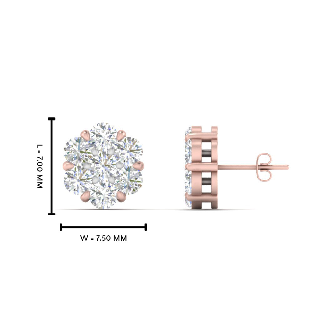 0.75 Carat 7 Stone Flower Diamond Earring Fascinating Diamonds