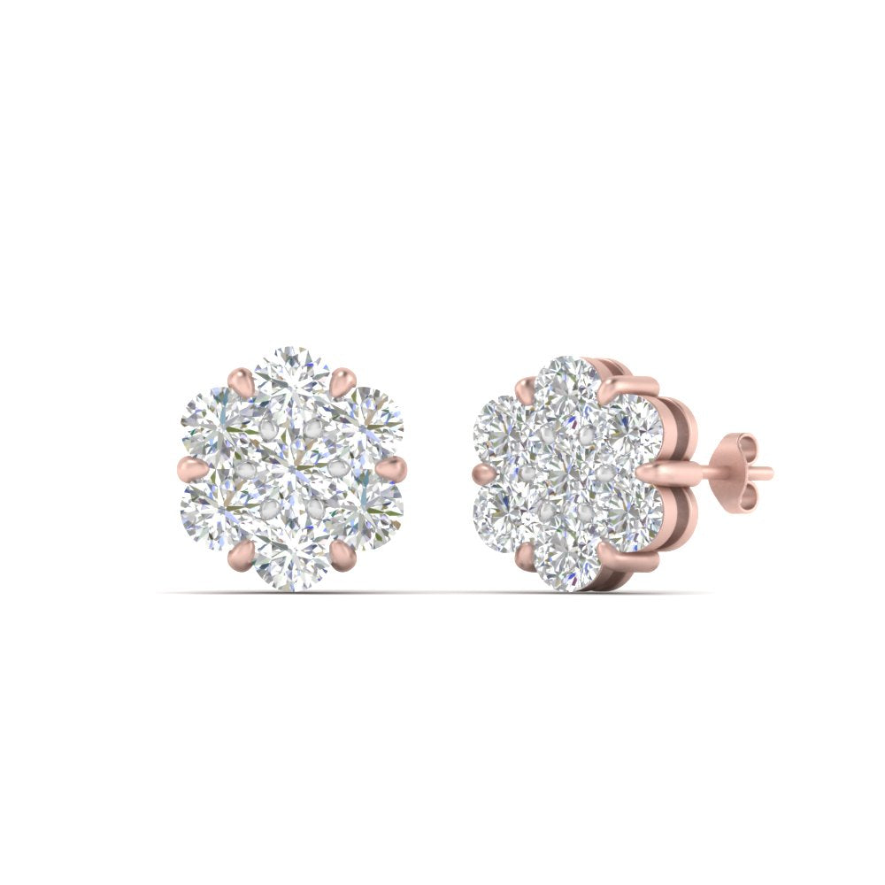 0.75 Carat 7 Stone Flower Diamond Earring Fascinating Diamonds