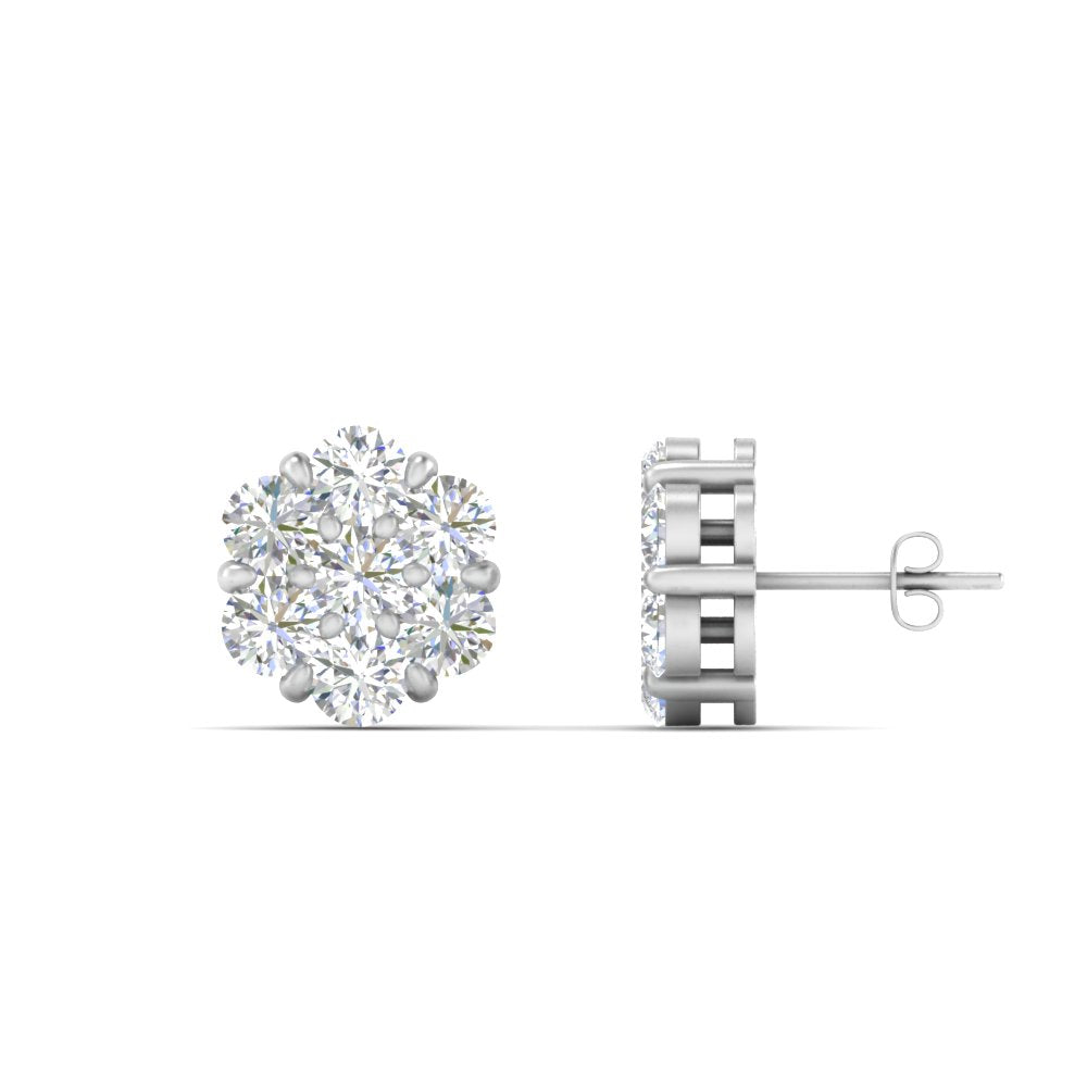 0.75 Carat 7 Stone Flower Diamond Earring Fascinating Diamonds