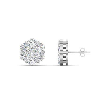 0.75 Carat 7 Stone Flower Diamond Earring Fascinating Diamonds