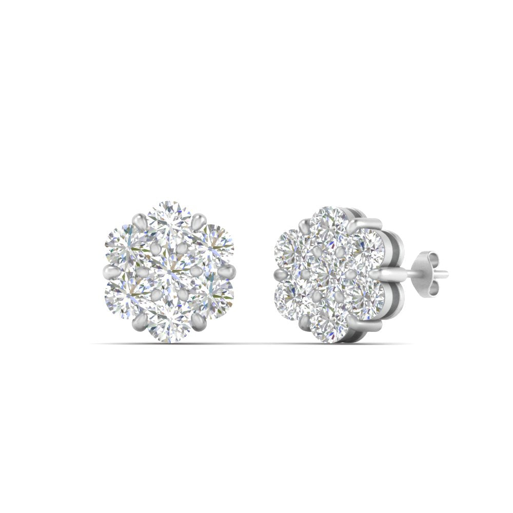 0.75 Carat 7 Stone Flower Diamond Earring Fascinating Diamonds