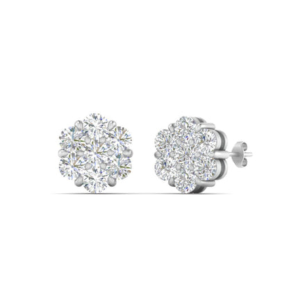 0.75 Carat 7 Stone Flower Diamond Earring Fascinating Diamonds