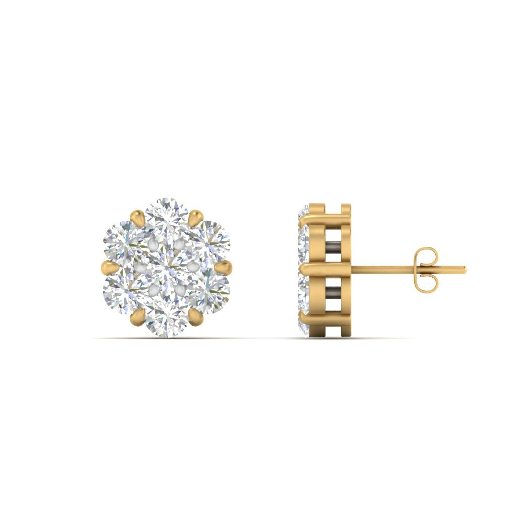 0.75 Carat 7 Stone Flower Diamond Earring Fascinating Diamonds