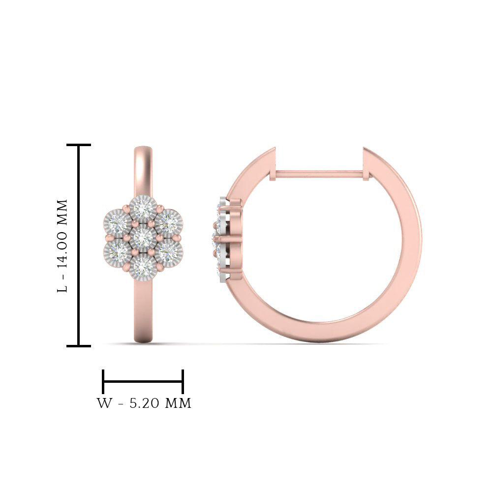 Flower Small 2 Tone Hoop Huggie Earrings Fascinating Diamonds