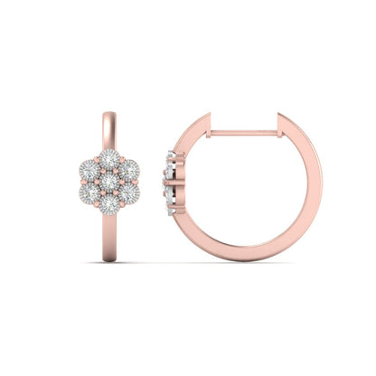Flower Small 2 Tone Hoop Huggie Earrings Fascinating Diamonds
