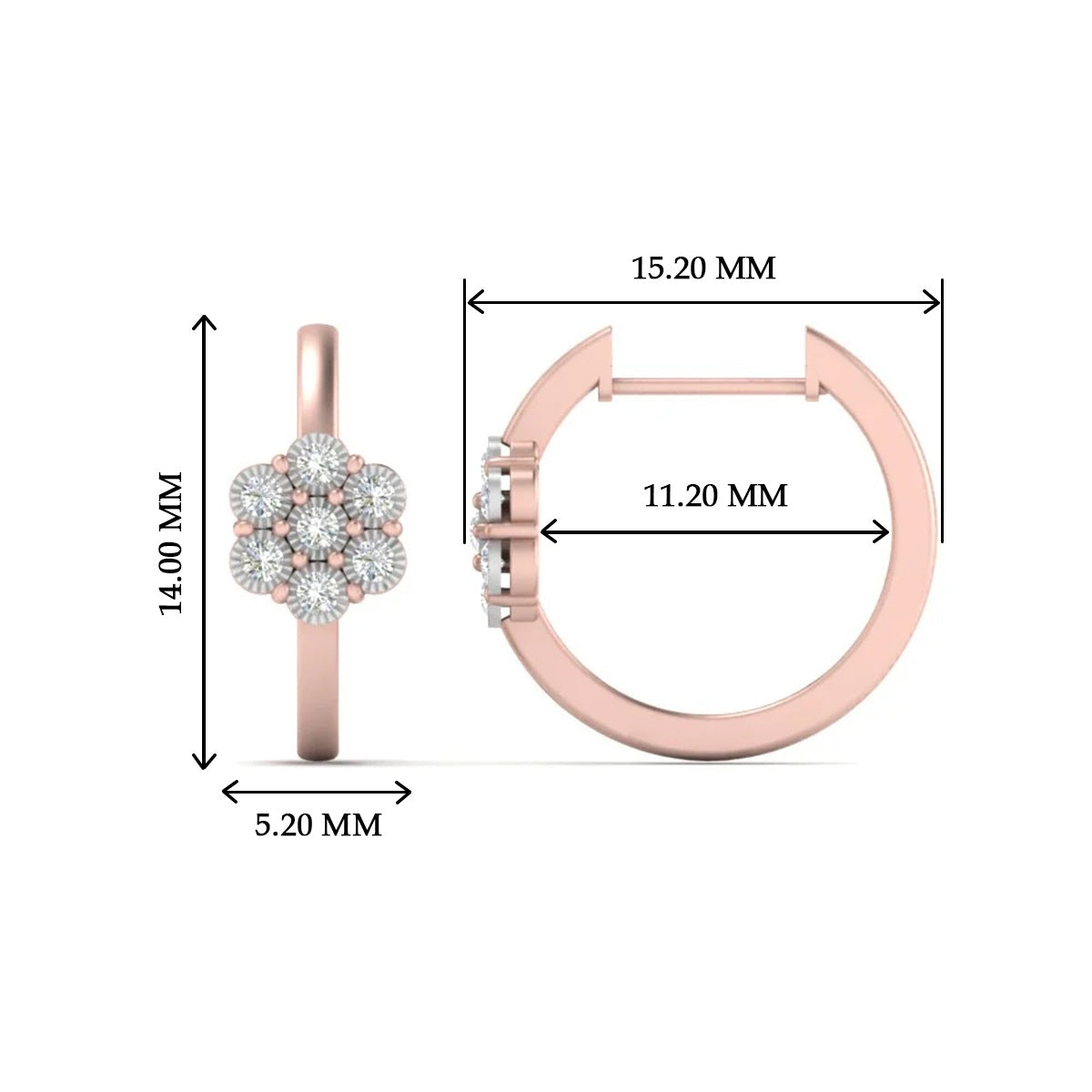 Flower Small 2 Tone Hoop Huggie Earrings Fascinating Diamonds