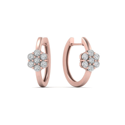 Flower Small 2 Tone Hoop Huggie Earrings Fascinating Diamonds