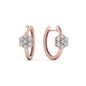 Flower Small 2 Tone Hoop Huggie Earrings Fascinating Diamonds