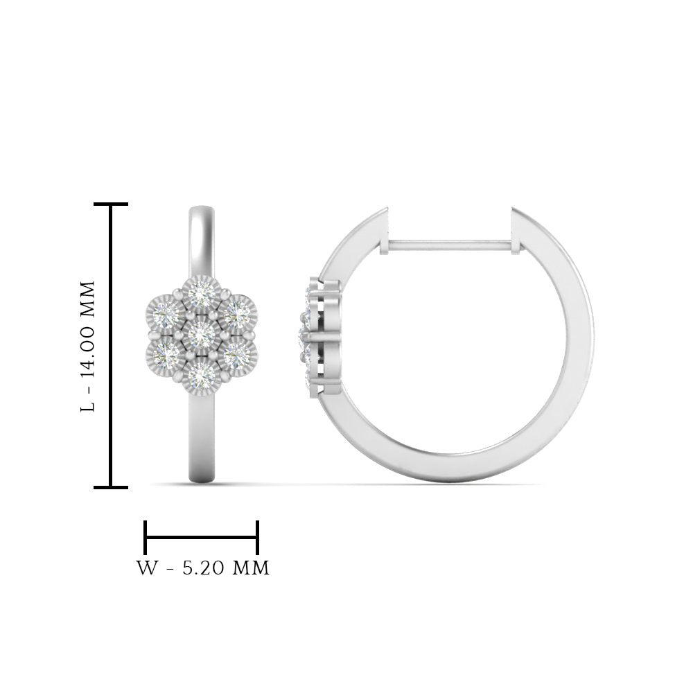Flower Small 2 Tone Hoop Huggie Earrings Fascinating Diamonds