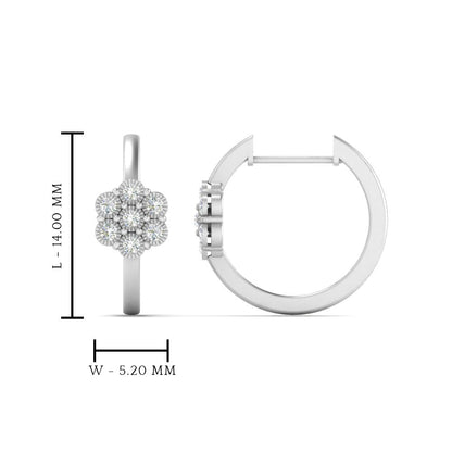 Flower Small 2 Tone Hoop Huggie Earrings Fascinating Diamonds