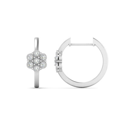 Flower Small 2 Tone Hoop Huggie Earrings Fascinating Diamonds