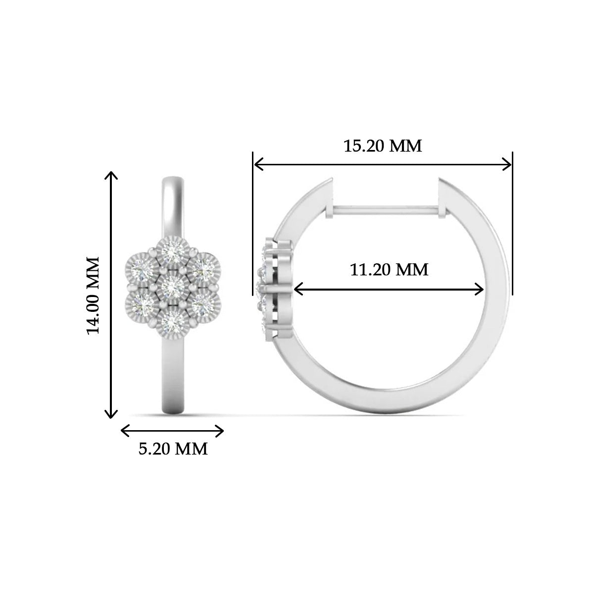 Flower Small 2 Tone Hoop Huggie Earrings Fascinating Diamonds