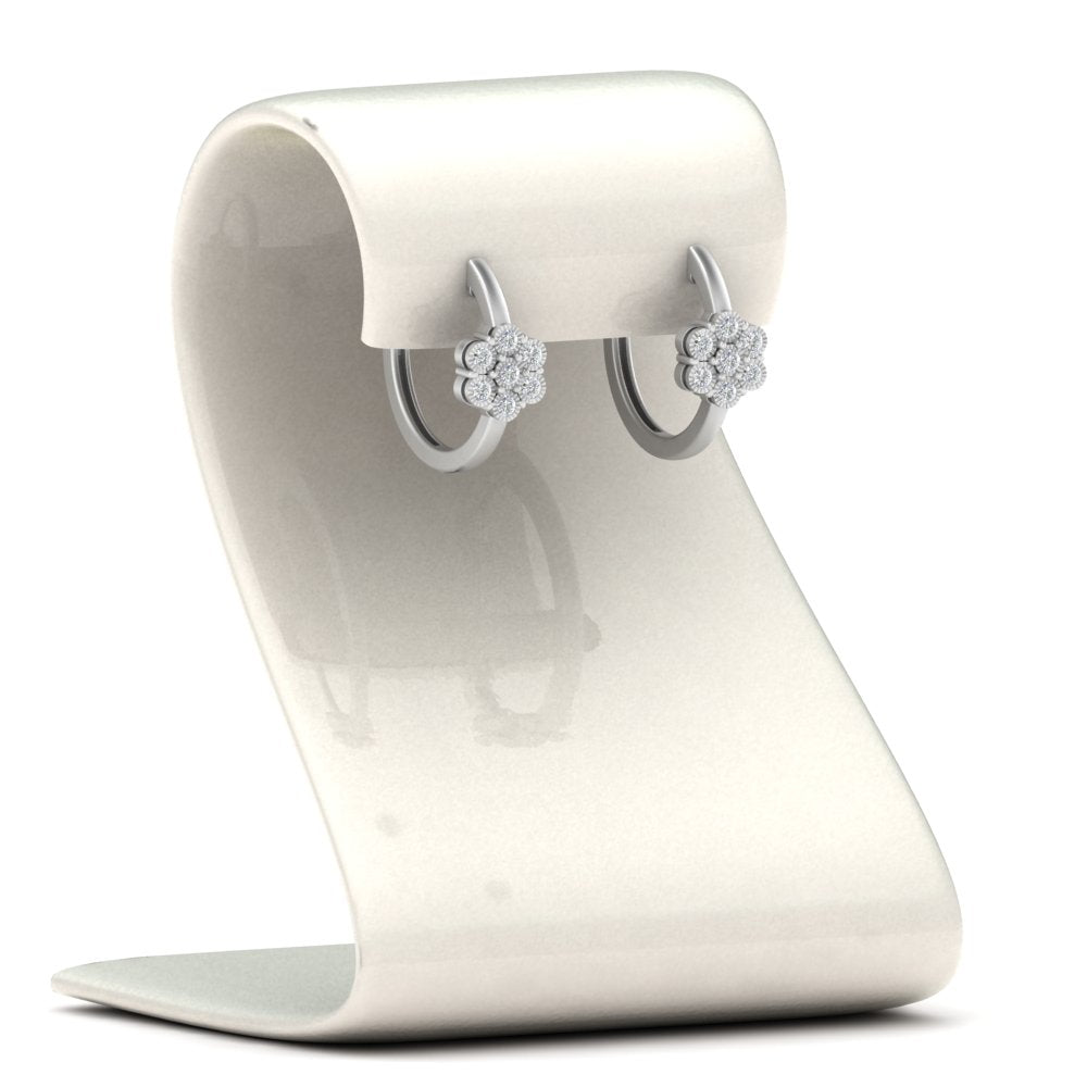 Flower Small 2 Tone Hoop Huggie Earrings Fascinating Diamonds