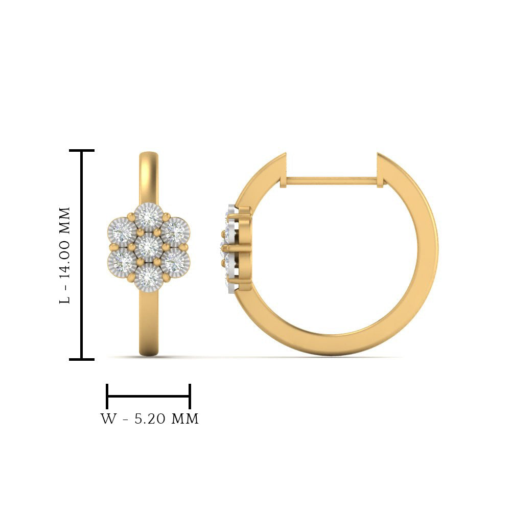 Flower Small 2 Tone Hoop Huggie Earrings Fascinating Diamonds