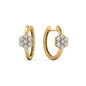 Flower Small 2 Tone Hoop Huggie Earrings Fascinating Diamonds