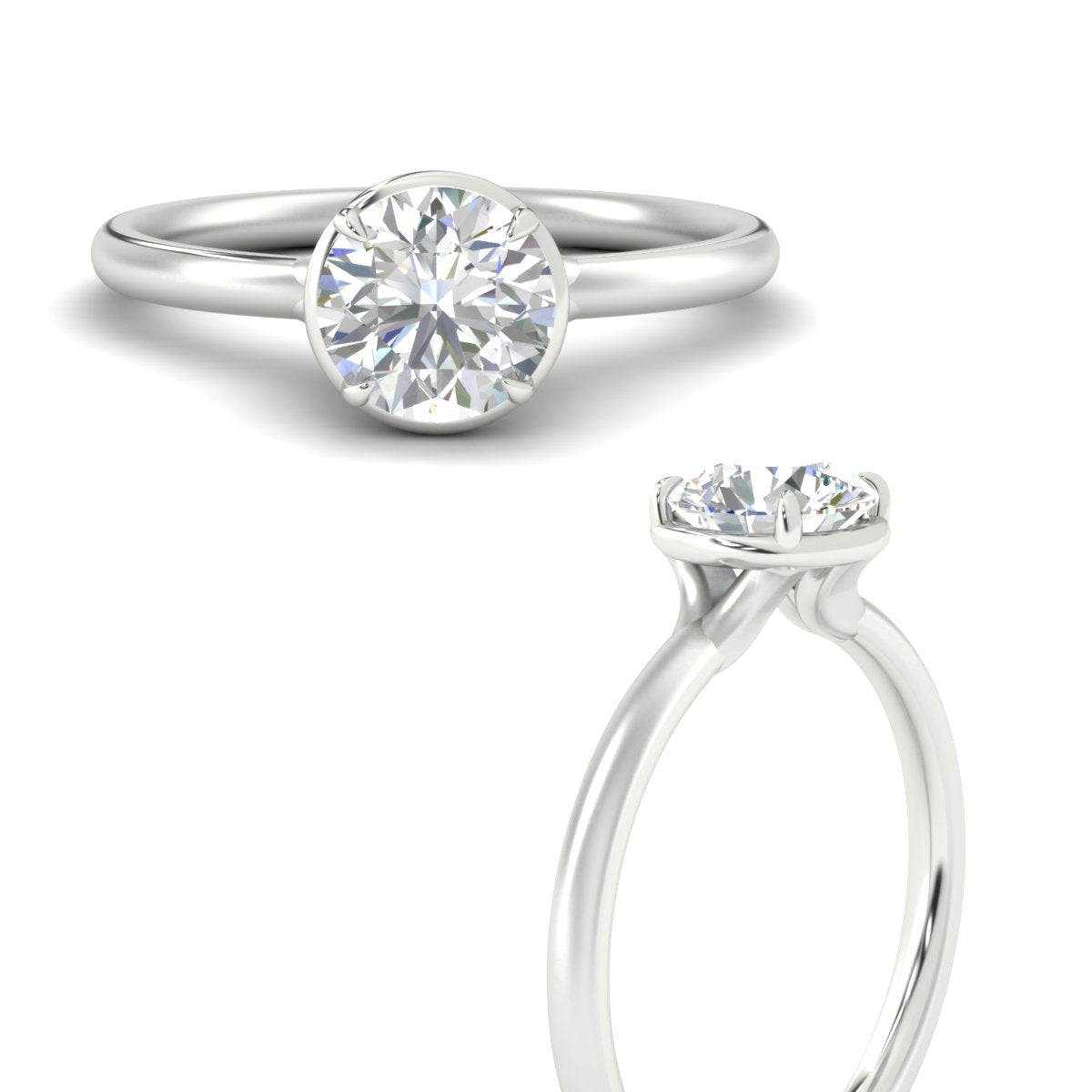 Flush Collet Solitaire Engagement Ring Fascinating Diamonds