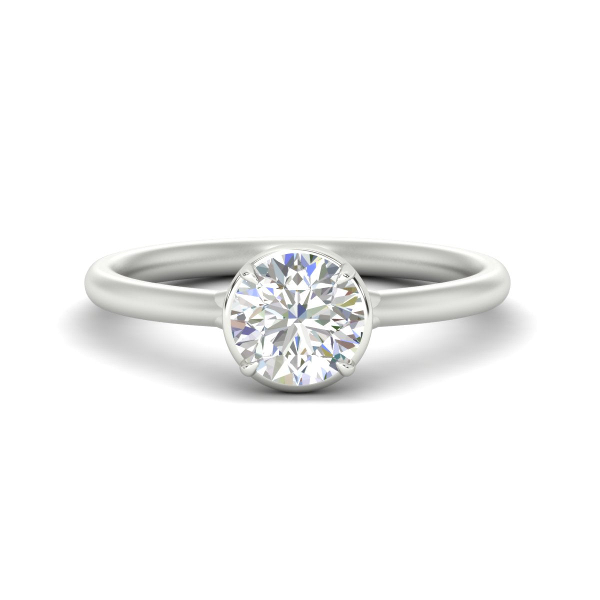 Flush Collet Solitaire Engagement Ring Fascinating Diamonds