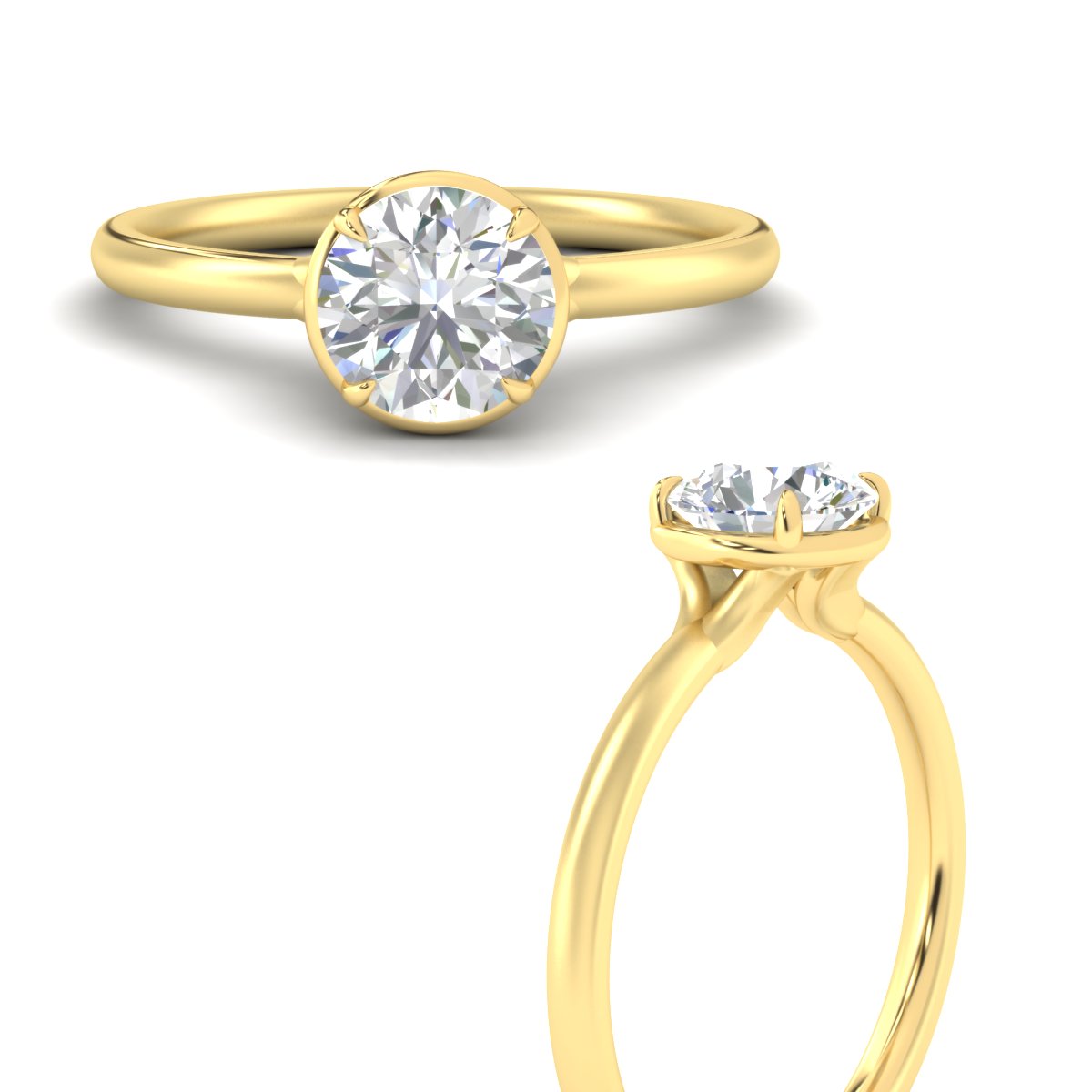 Flush Collet Solitaire Engagement Ring Fascinating Diamonds
