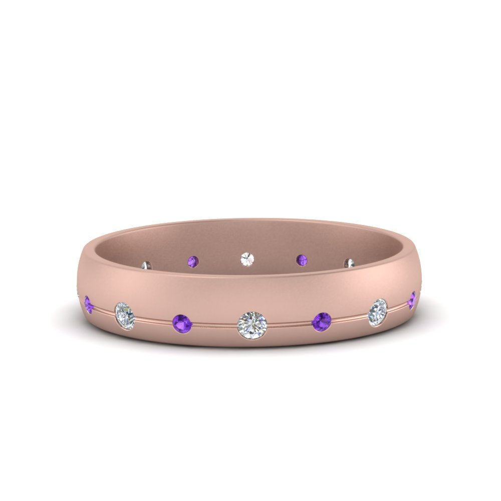 Flush Set Diamond Wedding Band Fascinating Diamonds