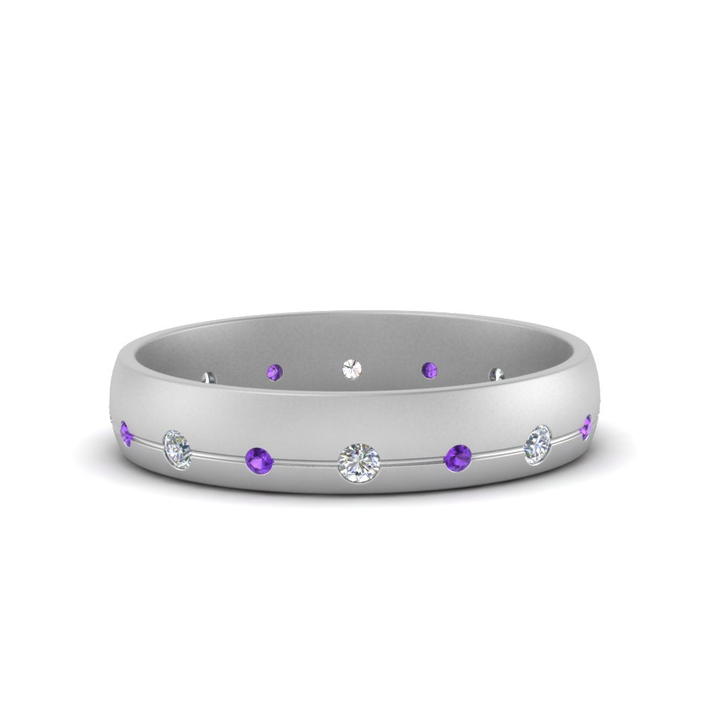 Flush Set Diamond Wedding Band Fascinating Diamonds