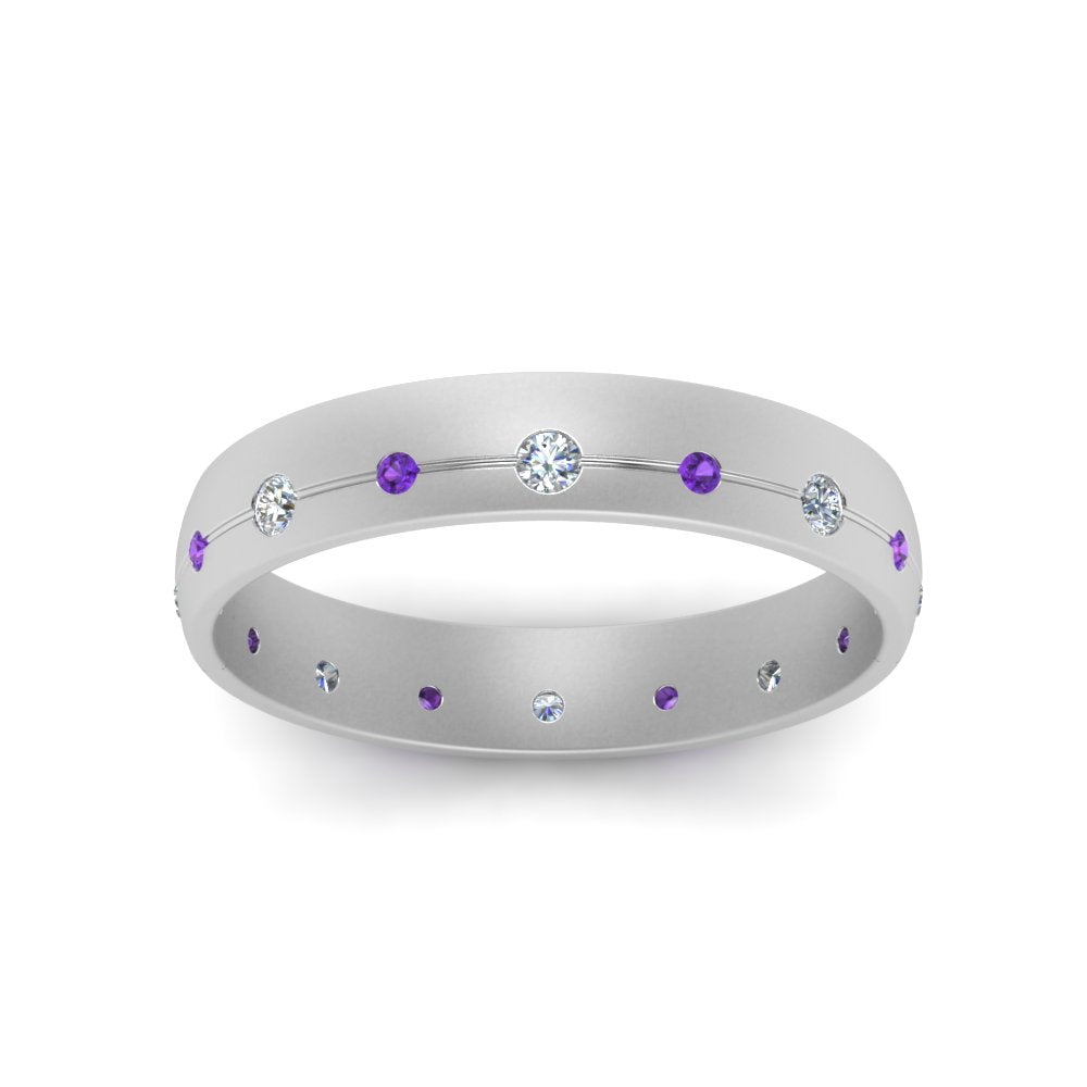 Flush Set Diamond Wedding Band Fascinating Diamonds