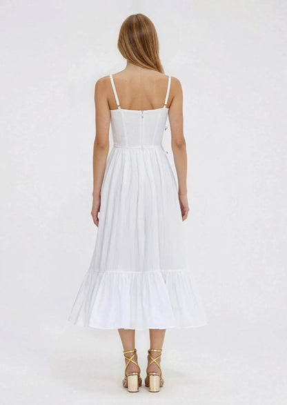 Flutter Poplin Butterfly Midi Dress – Off White XO, Tina
