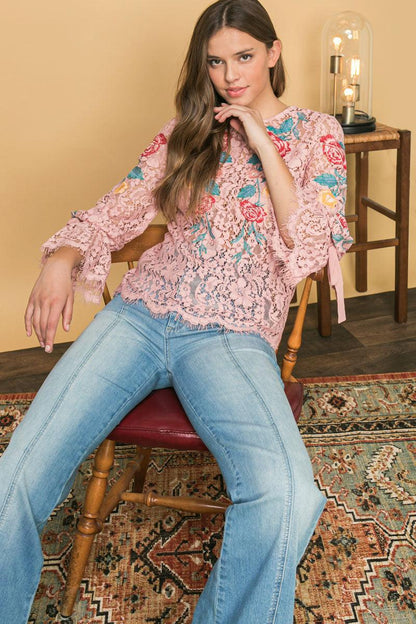 EMBROIDERED LACE TOP Flying Tomato