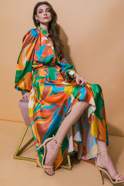 FOCUSED ON PRIORITIES WOVEN MIDI DRESS Flying Tomato
