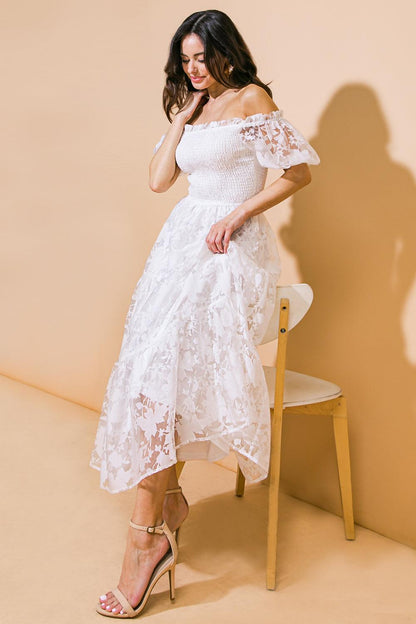 LOVE IN YOUR EYES WOVEN MIDI DRESS Flying Tomato