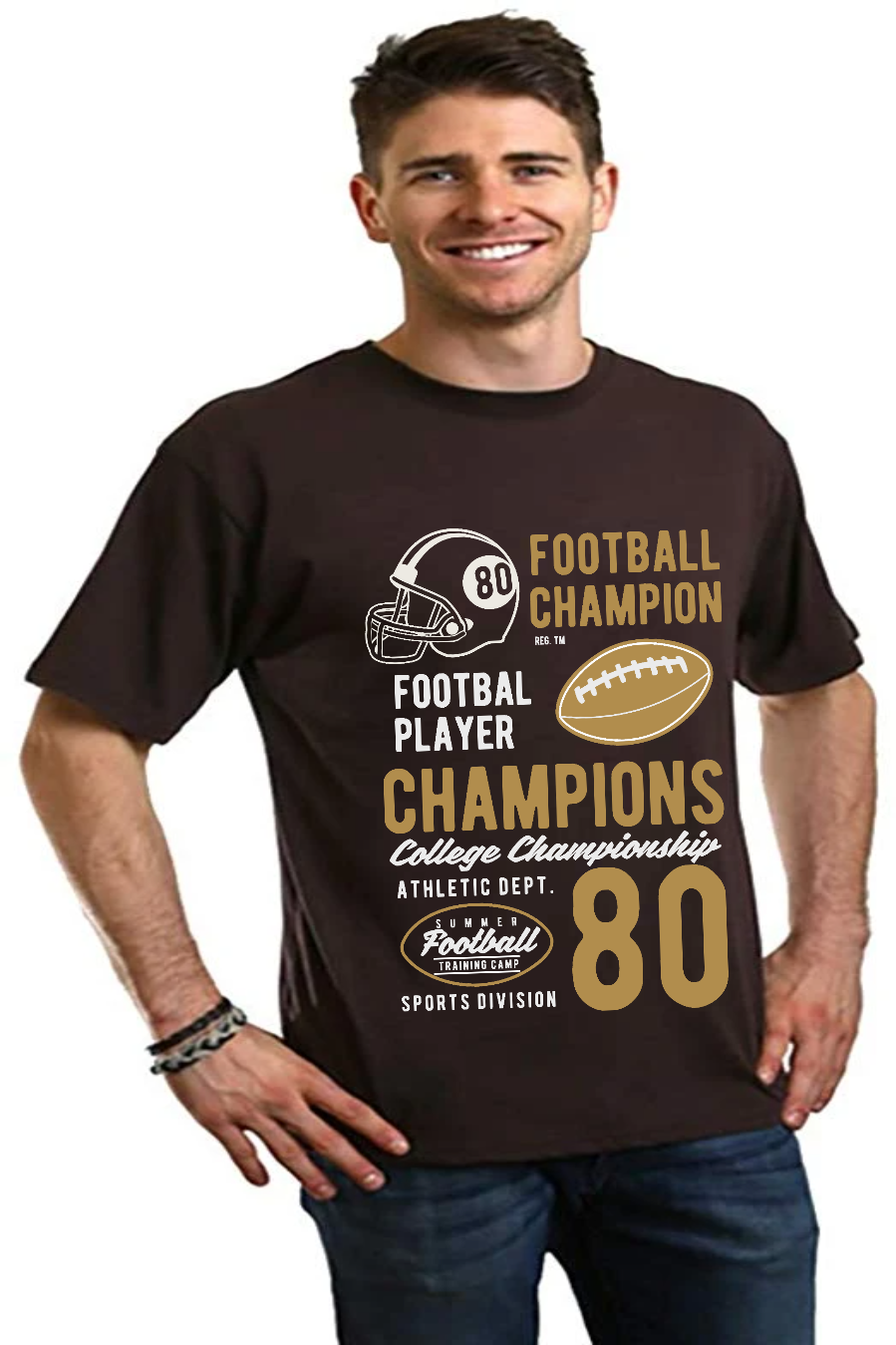 Football Champions Men's Bamboo Viscose/Organic Cotton Short Sleeve Graphic T-Shirt Spun Bamboo