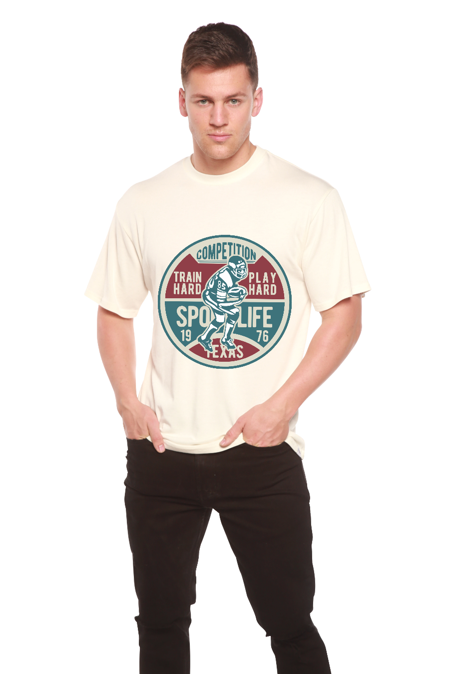 Football Competition Men's Bamboo Viscose/Organic Cotton Short Sleeve Graphic T-Shirt Spun Bamboo