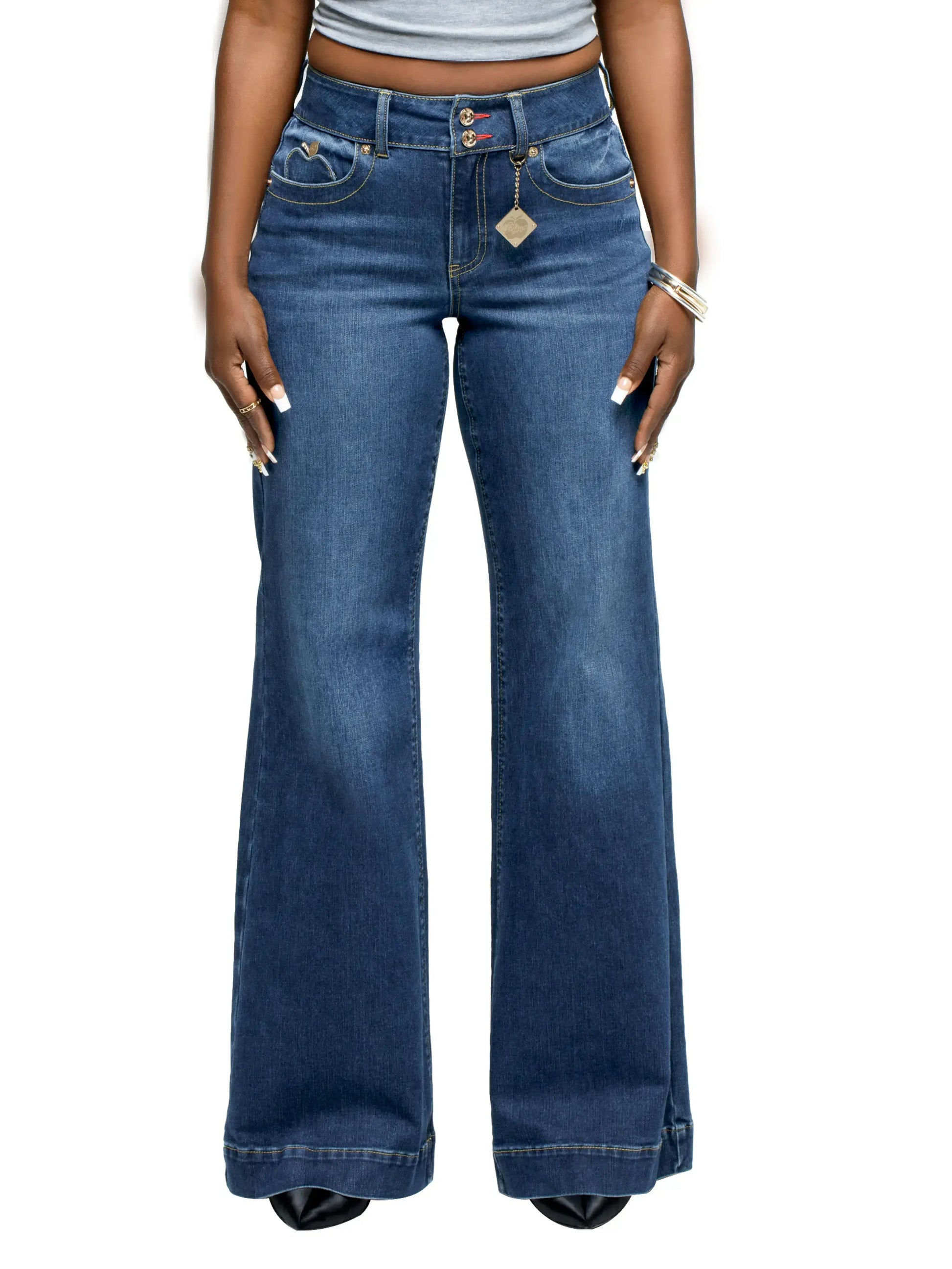 Forbidden Fit Wide Leg Jean - Savage Wash Apple Bottom Jeans