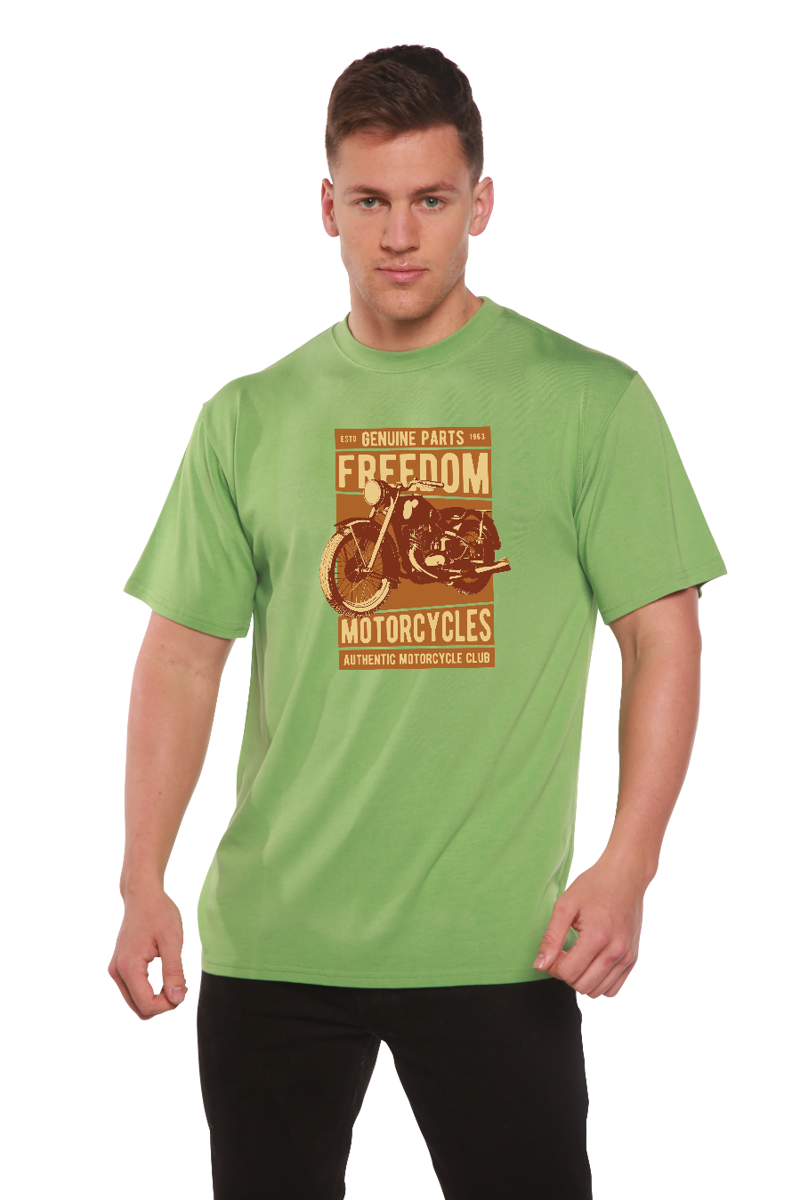 Freedom Motorcycles Men's Bamboo Viscose/Organic Cotton Short Sleeve Graphic T-Shirt Spun Bamboo