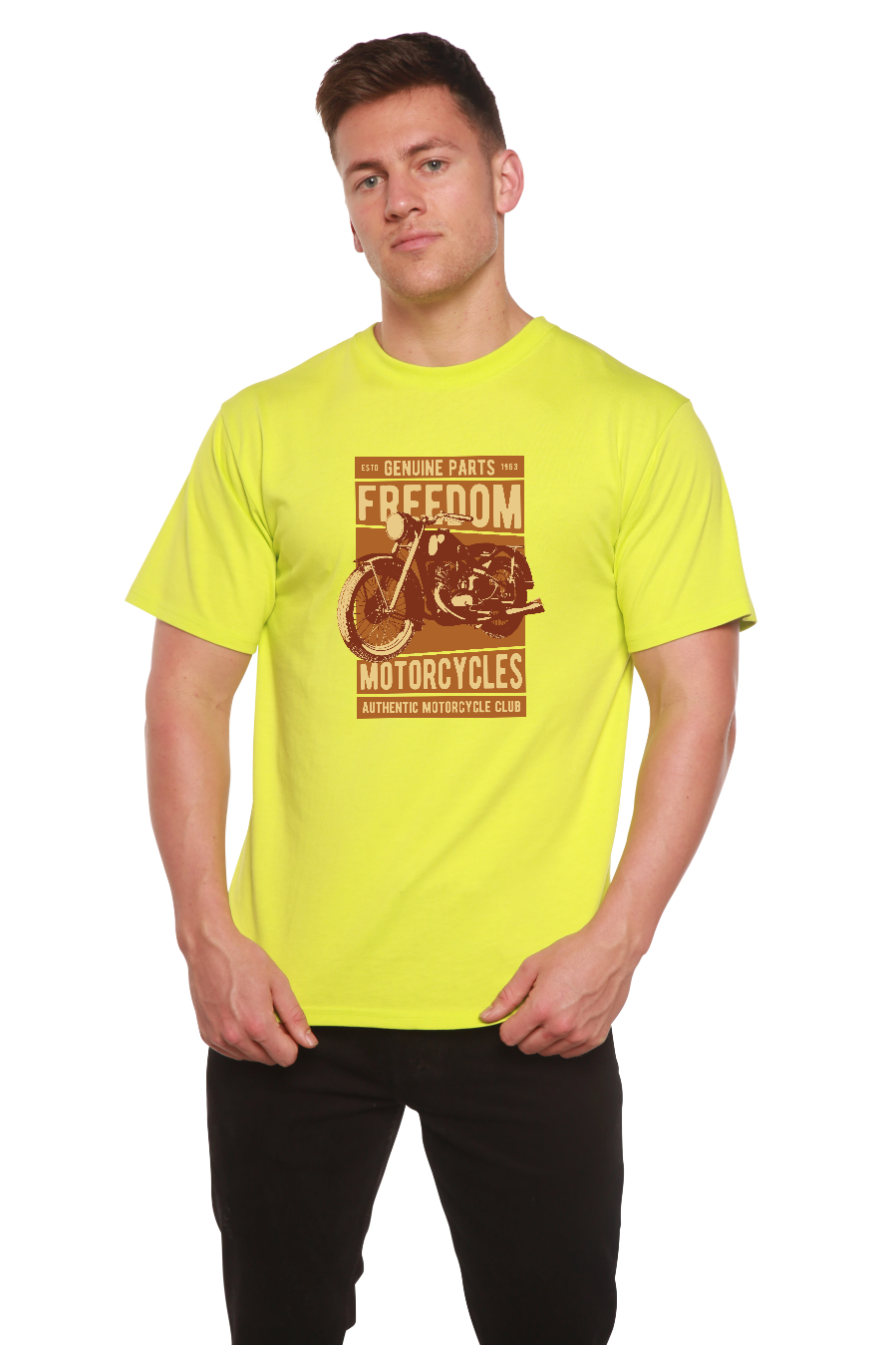 Freedom Motorcycles Men's Bamboo Viscose/Organic Cotton Short Sleeve Graphic T-Shirt Spun Bamboo